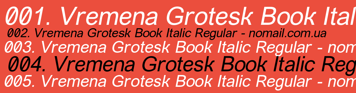 Шрифт Vremena Grotesk Book Italic Regular