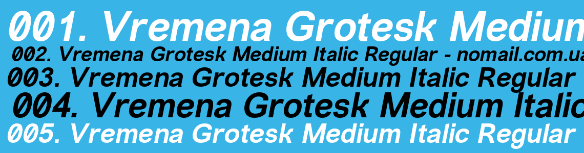 Шрифт Vremena Grotesk Medium Italic Regular