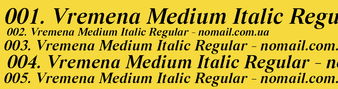 Шрифт Vremena Medium Italic Regular