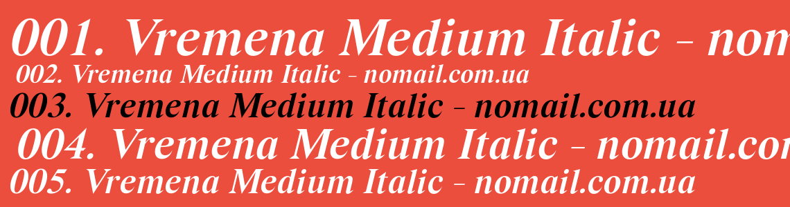 Шрифт Vremena Medium Italic