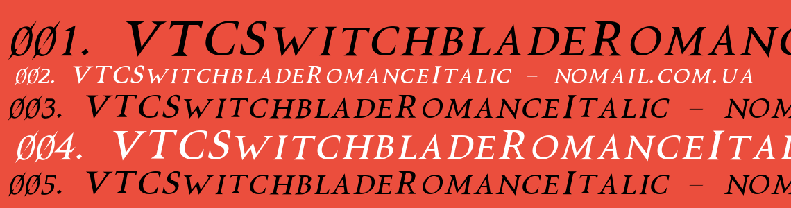 Шрифт VTCSwitchbladeRomanceItalic