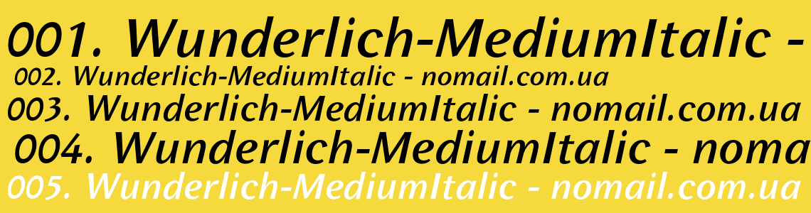 Шрифт Wunderlich-MediumItalic