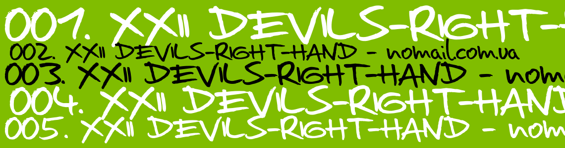 Шрифт XXII DEVILS-RIGHT-HAND