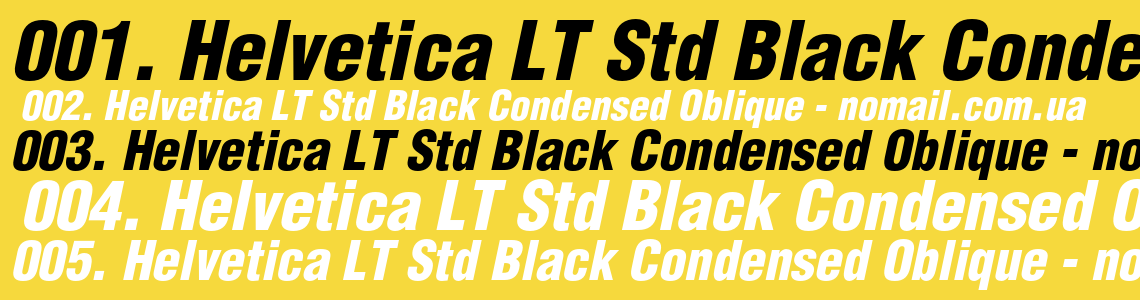 Шрифт Helvetica LT Std Black Condensed Oblique