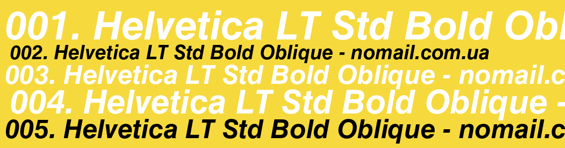 Шрифт Helvetica LT Std Bold Oblique