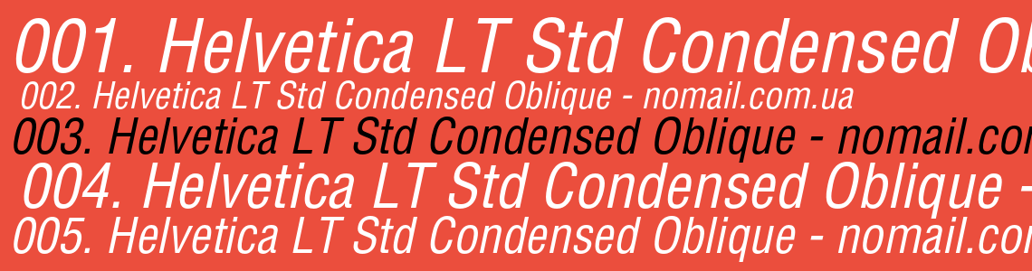 Шрифт Helvetica LT Std Condensed Oblique