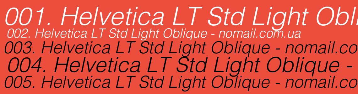 Шрифт Helvetica LT Std Light Oblique