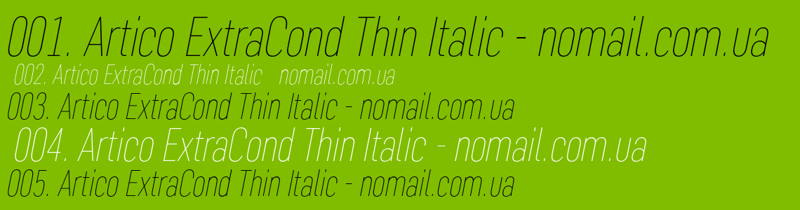 Шрифт Artico ExtraCond Thin Italic