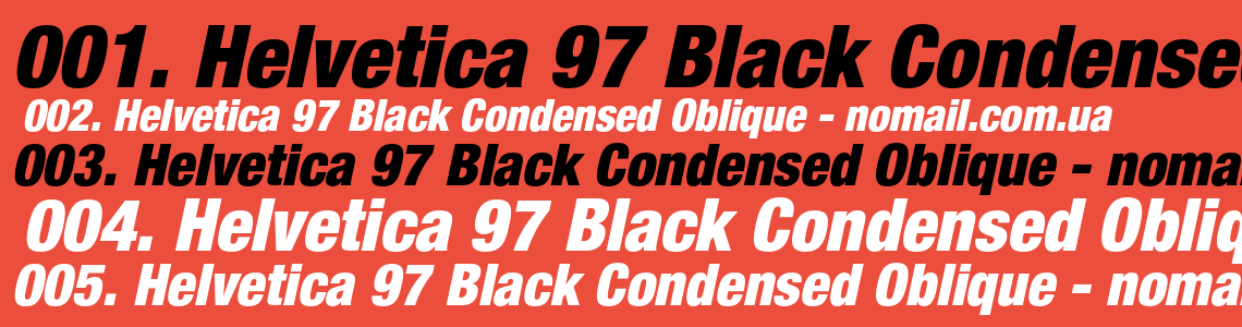 Шрифт Helvetica 97 Black Condensed Oblique