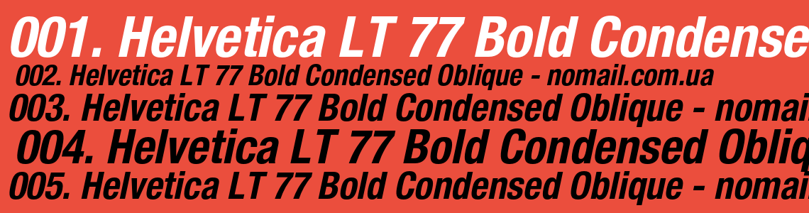 Шрифт Helvetica LT 77 Bold Condensed Oblique