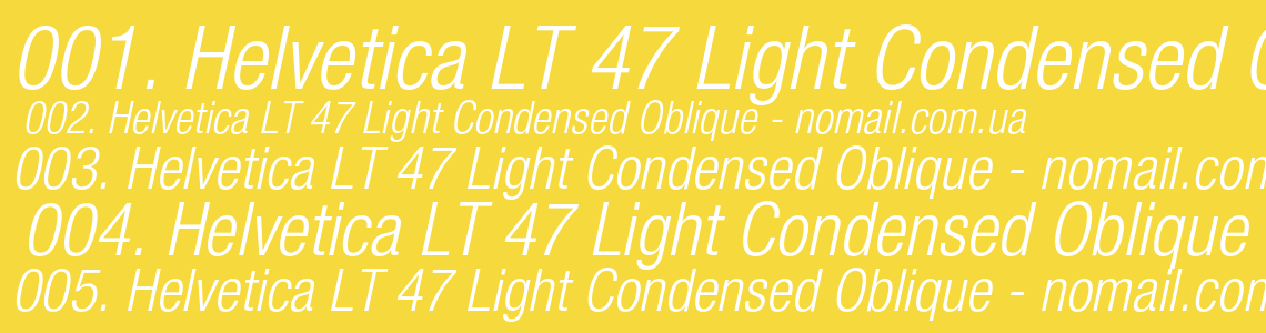 Шрифт Helvetica LT 47 Light Condensed Oblique