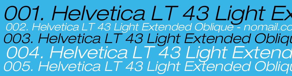 Шрифт Helvetica LT 43 Light Extended Oblique