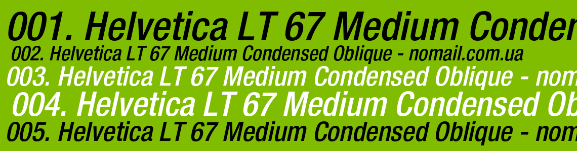 Шрифт Helvetica LT 67 Medium Condensed Oblique