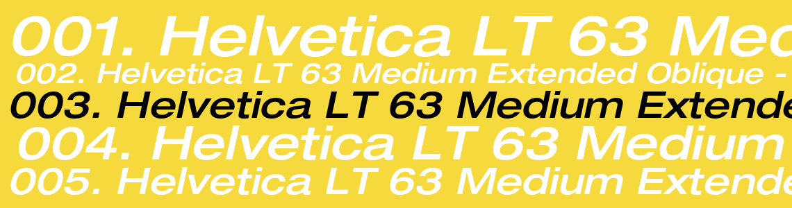 Шрифт Helvetica LT 63 Medium Extended Oblique