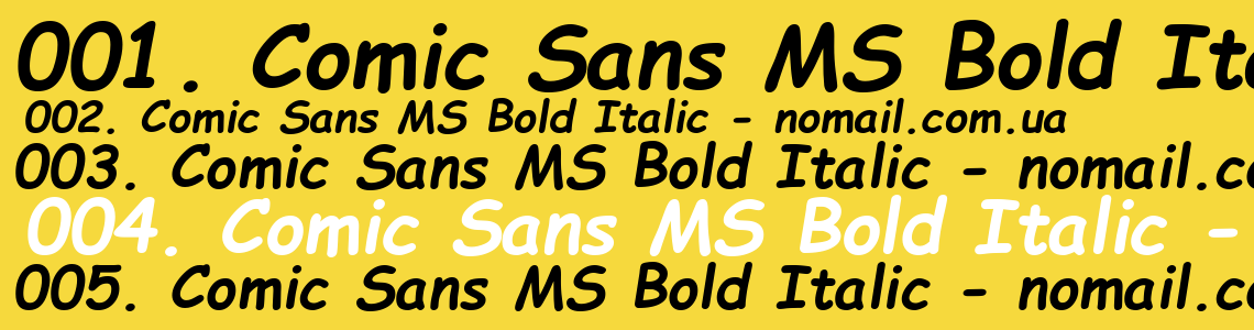 Шрифт Comic Sans MS Bold Italic