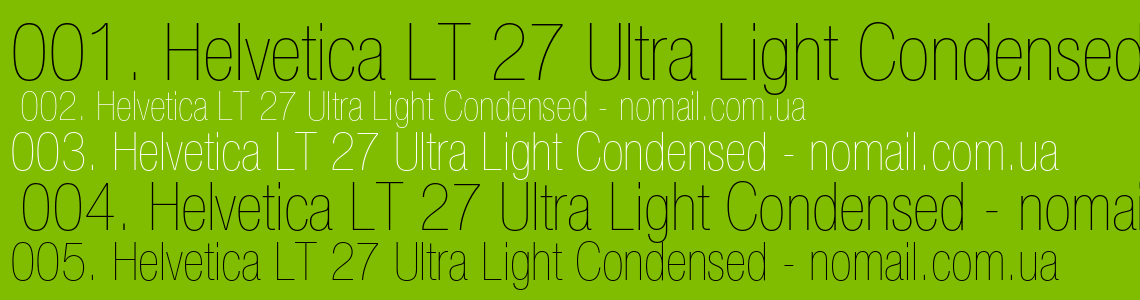 Шрифт Helvetica LT 27 Ultra Light Condensed