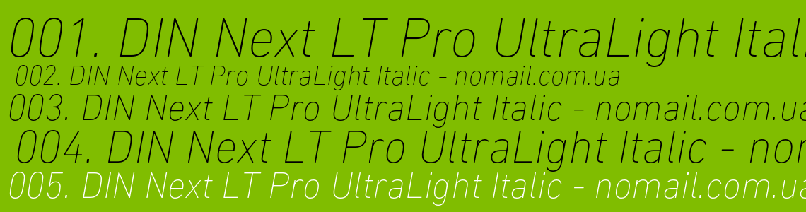 Шрифт DIN Next LT Pro UltraLight Italic