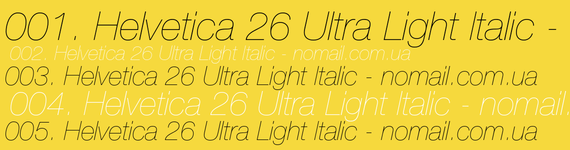 Шрифт Helvetica 26 Ultra Light Italic