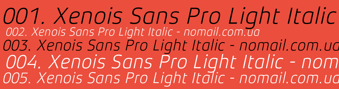 Шрифт Xenois Sans Pro Light Italic