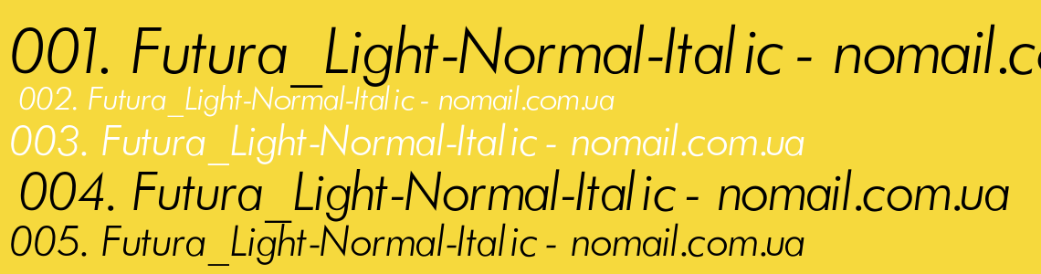 Шрифт Futura_Light-Normal-Italic