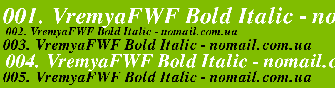 Шрифт VremyaFWF Bold Italic