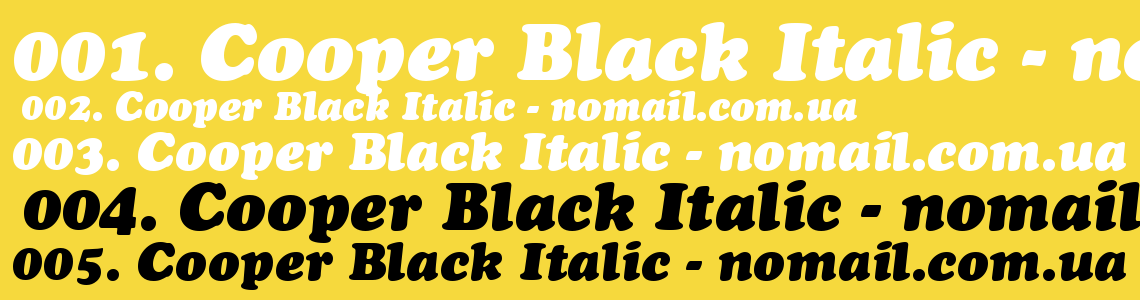Шрифт Cooper Black Italic