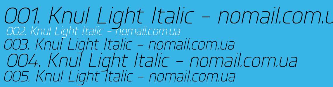 Шрифт Knul Light Italic