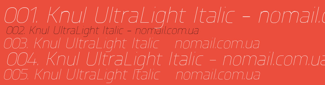 Шрифт Knul UltraLight Italic