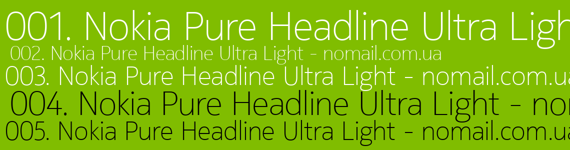 Шрифт Nokia Pure Headline Ultra Light