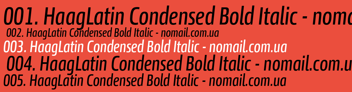 Шрифт HaagLatin Condensed Bold Italic