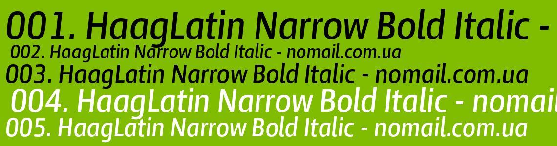 Шрифт HaagLatin Narrow Bold Italic