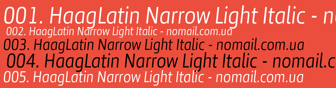 Шрифт HaagLatin Narrow Light Italic