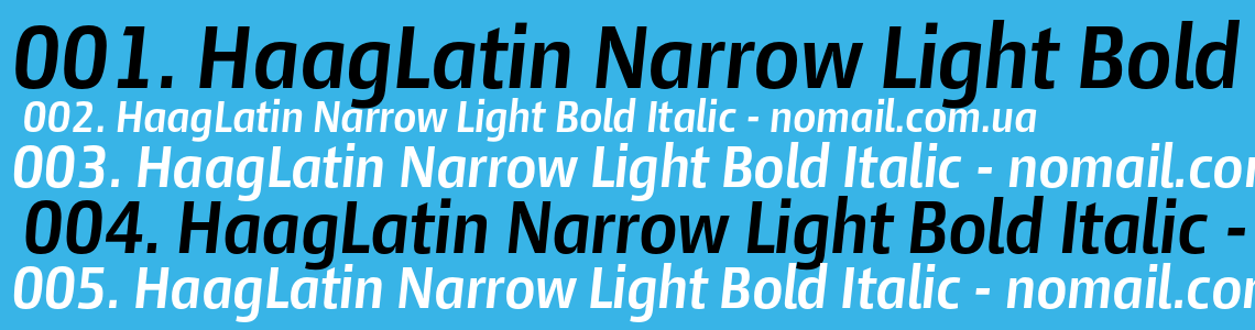 Шрифт HaagLatin Narrow Light Bold Italic