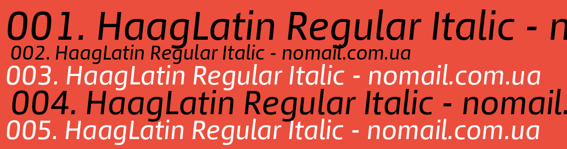 Шрифт HaagLatin Regular Italic