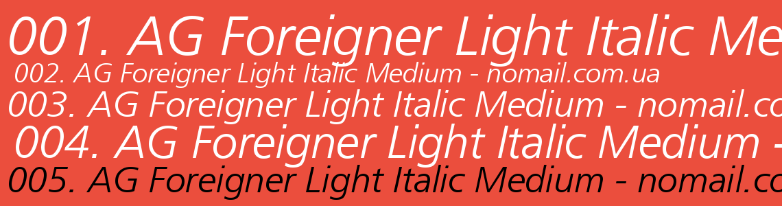 Шрифт AG Foreigner Light Italic Medium