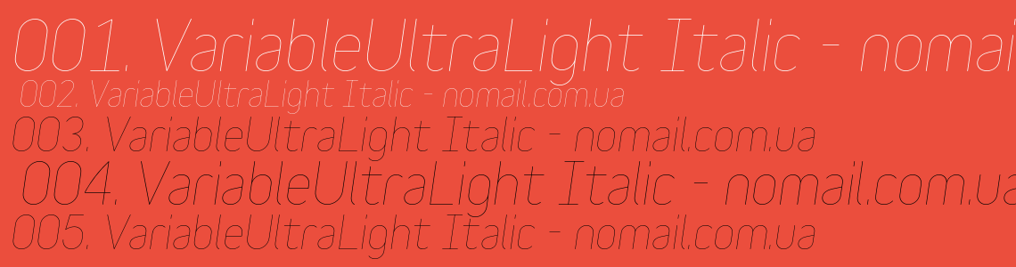 Шрифт VariableUltraLight Italic