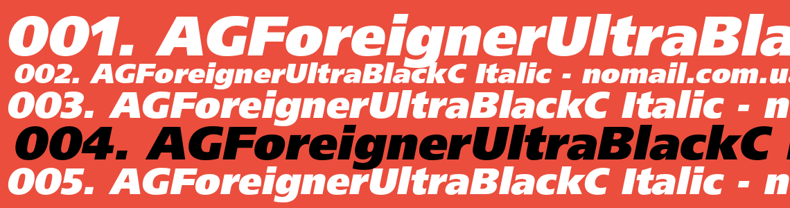 Шрифт AGForeignerUltraBlackC Italic