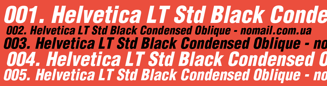 Шрифт Helvetica LT Std Black Condensed Oblique