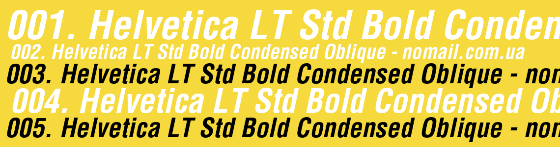 Шрифт Helvetica LT Std Bold Condensed Oblique