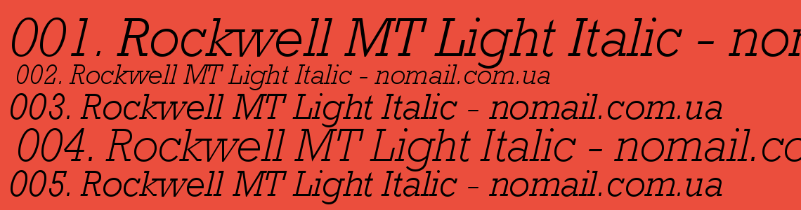 Шрифт Rockwell MT Light Italic
