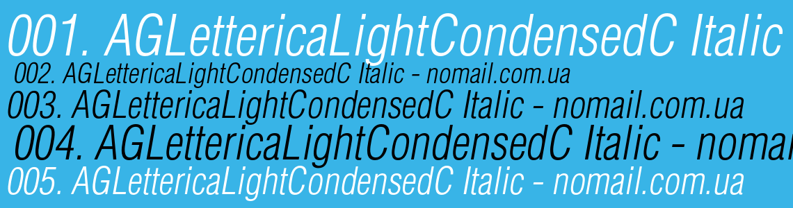 Шрифт AGLettericaLightCondensedC Italic