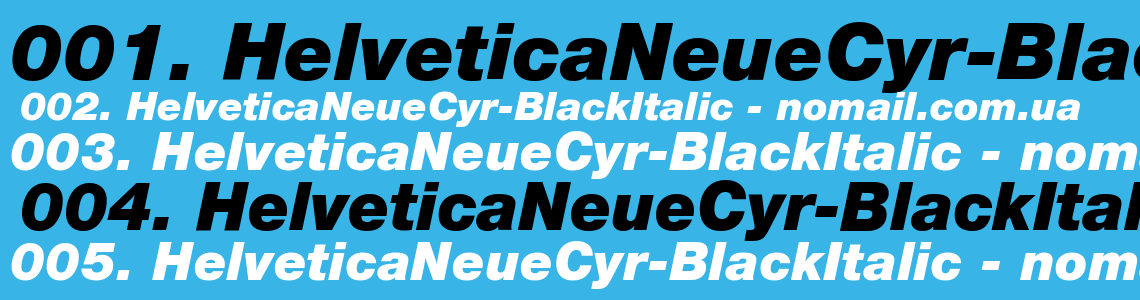 Шрифт HelveticaNeueCyr-BlackItalic