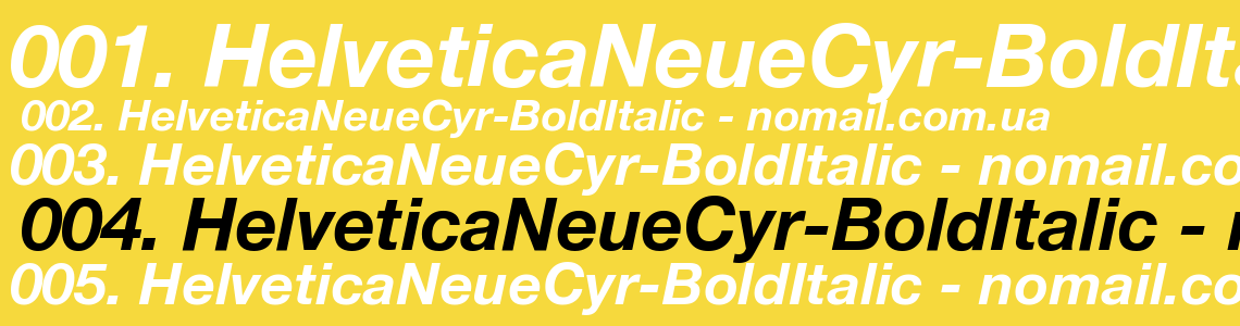 Шрифт HelveticaNeueCyr-BoldItalic