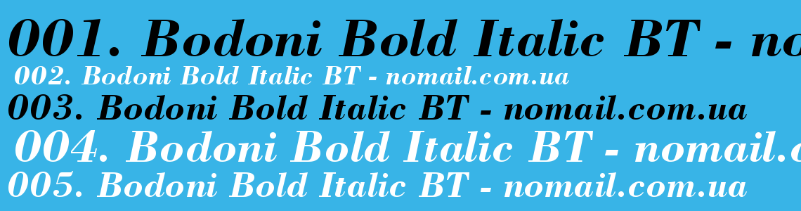 Шрифт Bodoni Bold Italic BT