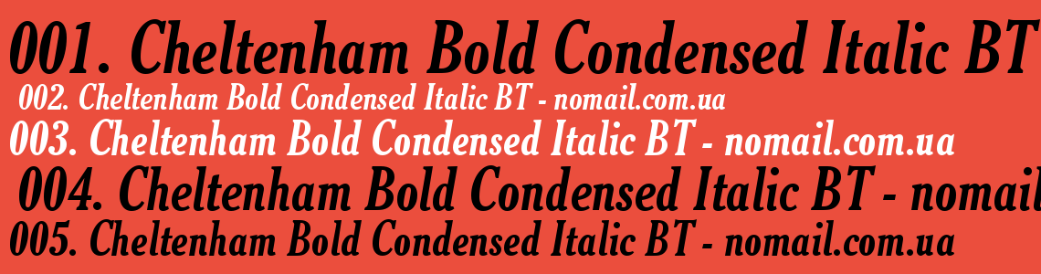 Шрифт Cheltenham Bold Condensed Italic BT