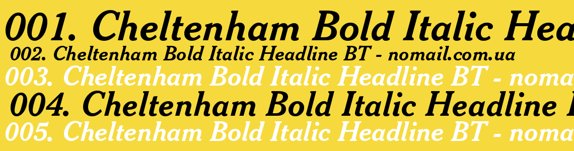 Шрифт Cheltenham Bold Italic Headline BT