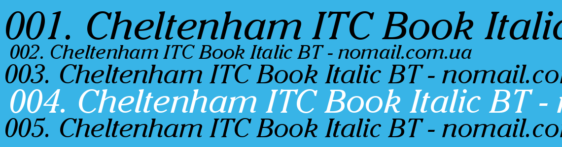 Шрифт Cheltenham ITC Book Italic BT