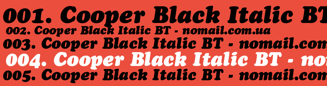 Шрифт Cooper Black Italic BT