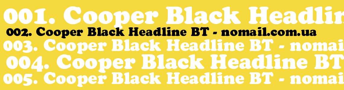 Шрифт Cooper Black Headline BT