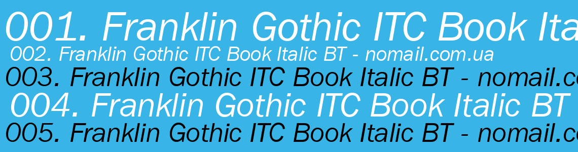 Шрифт Franklin Gothic ITC Book Italic BT